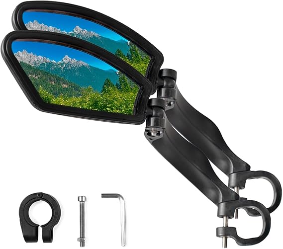 Bike Mirror for Handlebars Adjustable 360 Bicycle Rear View Mirror, Wide-Angle Shatterproof Glass, Durable Handlebar Mounted Bike Mirror for Road, Mountain & E-Bikes Safety Cycling Mirror