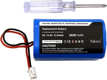 Replacement Shark RVBAT850 Battery for Shark Ion RV1001AE, R75, R85, S87, RV751,RV1000,RV2001 RV2001WD,R3Z, R4Z Robot Vacuum Cleaners(2 Prong Plug)