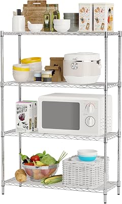 4-Shelf NSF Wire Storage Shelves Shelf Unit 4 Tier Adjustable Garage Shelving Unit 1000LBS Capacity Garage Organizer Heavy Duty Wire Rack 36x14x54, Chrome