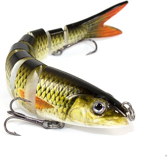 8 Segment Swimbait Lures Fishing Lures Hard Bait Minnow VIB Lure with Treble Hook Life-Like Swimbait Fishing Bait 3D Eyes Popper Crankbait Vibe Sinking Lure for Bass Trout Walleye