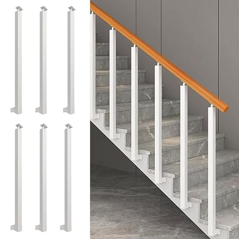 34/36/38/40/42in Side Mount Stair Railing Posts, Indoor Outdoor 270Adjustable Metal Baluster Post, Staircase Balusters with Screws Kit for Deck, Balcony and Porch