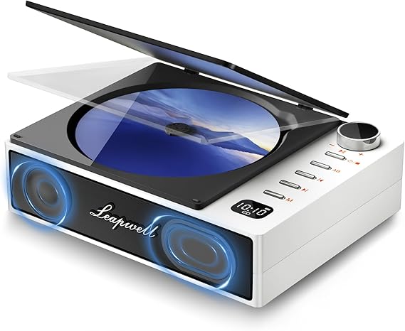 Leapwell Portable CD Player Bluetooth with Speaker Portable CD Player Children Small with Remote Control CD Player Anti-Skip White