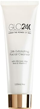 GLO24K Exfoliating Facial Cleanser with 24k Gold, Aloe Vera, and Vitamins. For a Radiant, Purified, Fresh looking Skin.