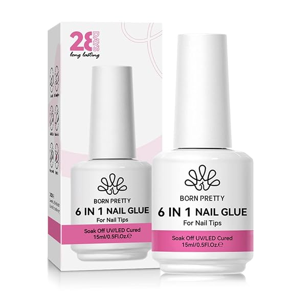 BORN PRETTY Nail Glue for Press on Nails 15ML Blooming & Rhinestone