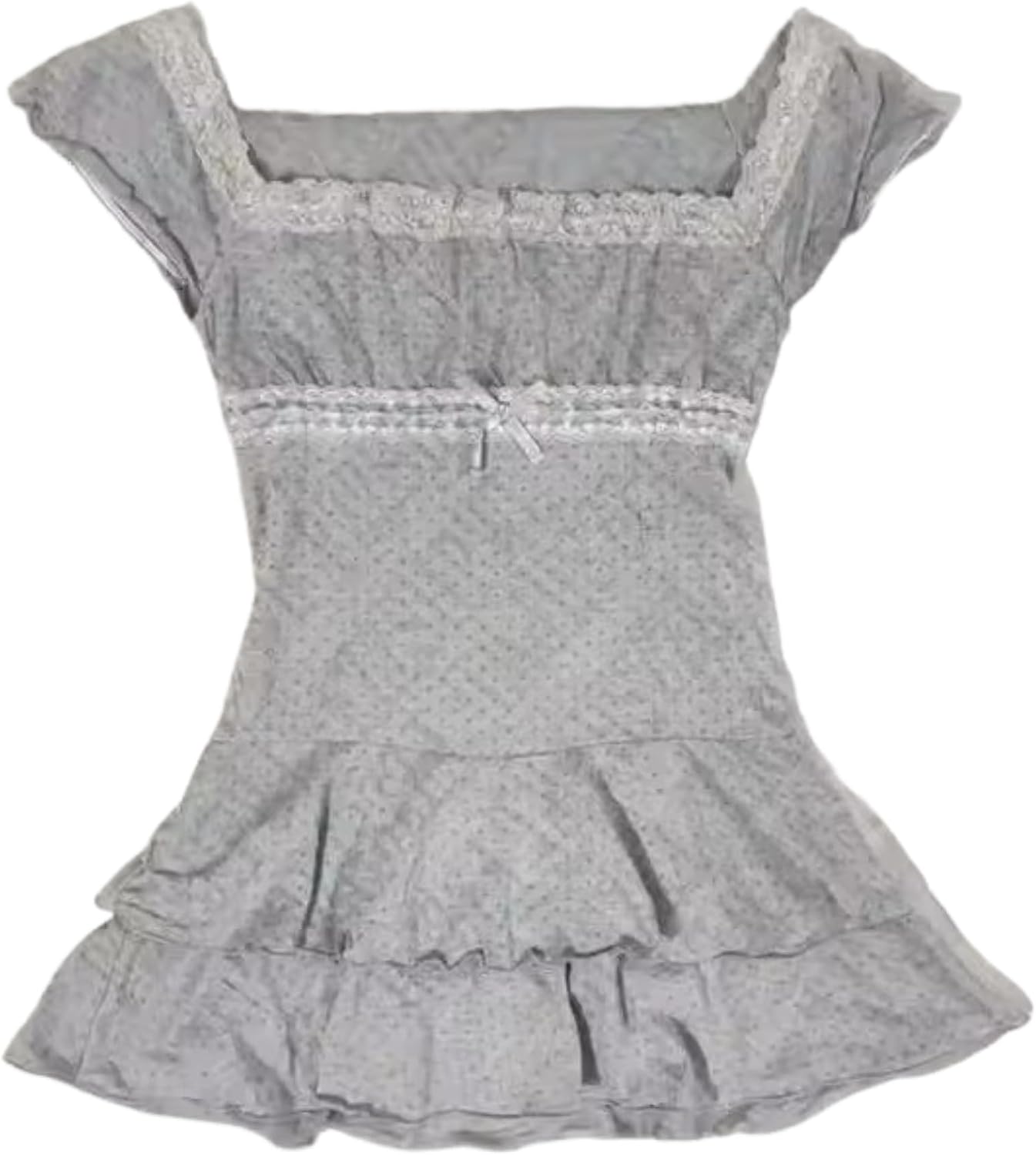 Grunge Emo Goth Shirt Y2k Lace Ribbon Coquette Baby Doll Tops Women Vintage Graphic T-Shirt 2000s Summer Crop Top
