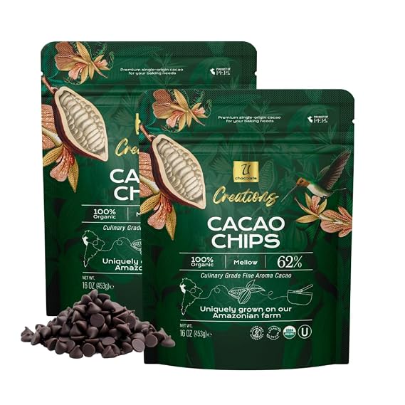 U Chocolate Organic 62% Dark Chocolate Chips Just 2 ingredients Fresh from our Farm No allergens, No additives 2 x 16 oz