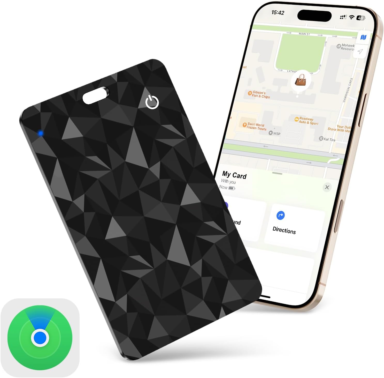 RealPlus AirTag Card Rechargeable Wallet Tracker 1.6mm Thin, Works with Apple Find My iOS Only, Wireless Charge, IP68 Waterproof, for Keys, Luggage, Passports, Backpacks