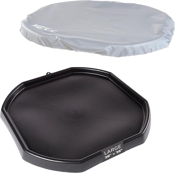 MEKA Tuff Tray Waterproof Cover for Kids Messy Play, Sensory, STEM Activities, Classroom & Home Use (Black, Large 38" x 38")