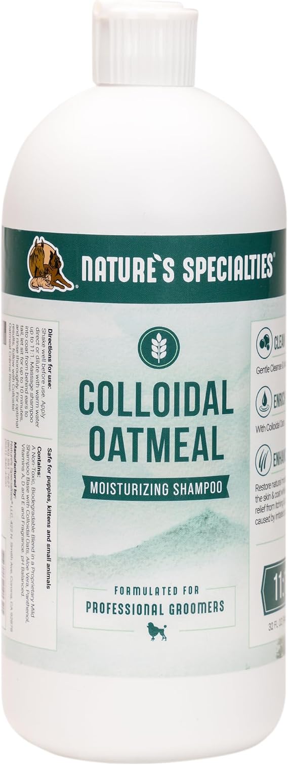Nature's Specialties Colloidal Oatmeal Creme Rinse Ultra Concentrated Shampoo for Pets, Makes up to 6 Gallons, Natural Choice for Professional Groomers, Relief for Dry Flaky Skin, Made in USA, 32 oz