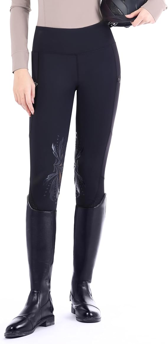 Harrison Howard Female Riding Breeches with Perforated Holes Stretchy Breathable Horse Riding Pants with Silicone Patterns