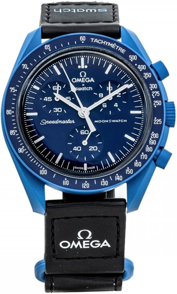 Omega x Swatch Moon Swatch Mission to Neptune Speedmaster Blue - New SO33N100, Blue, Modern