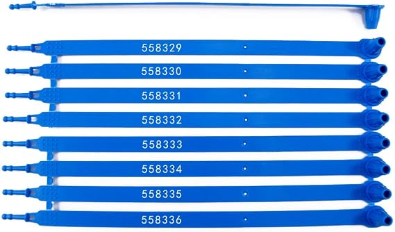 Leadseals(R) 100 Blue Tite-Lock Plastic Tractor Truck Door Seal Tamper Proof Security Tags Numbered Safty Disposable Locks for Trailer Logistics Shipping Transport, Tamper Resistant