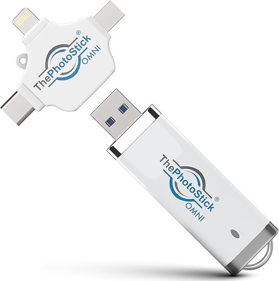 ThePhotoStick Omni 32GB Photo Backup for iPhone, Android and Computers