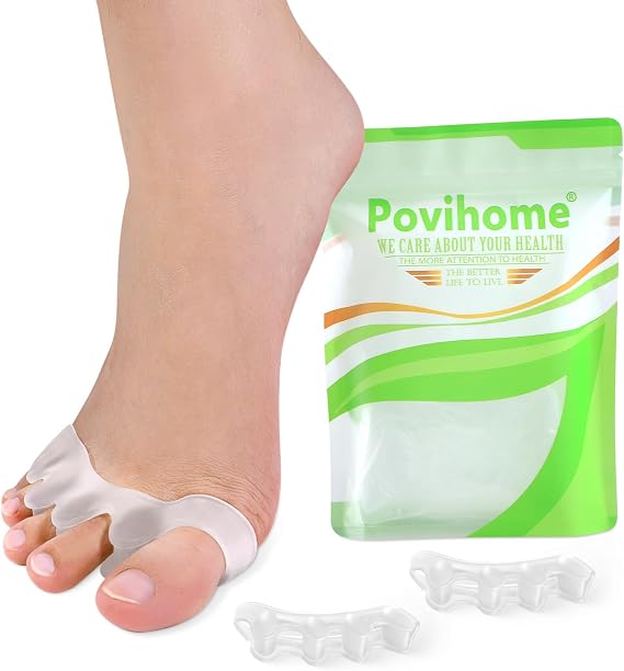 Povihome Toe Separators Spacers for Women - 8 Pack Silicone Toe Spacers for Toe Overlapping Hammertoe - Bunion Corrector Toe Stretcher for Yoga Practice - Small (Clear)