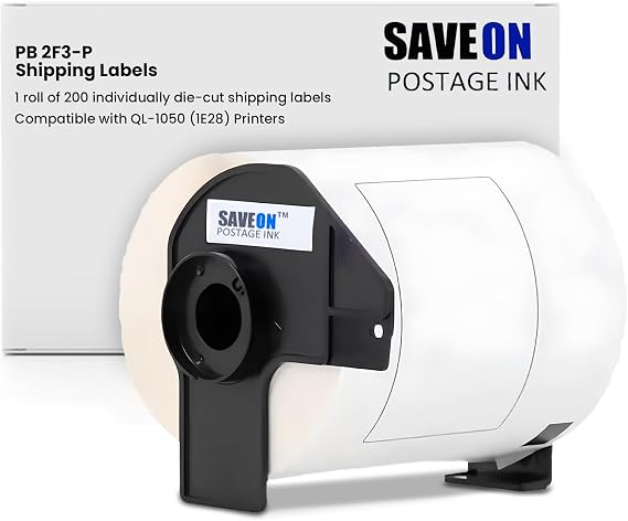 Compatible PB 2F3-P Desktop SendKit / QL1050 Shipping Labels, 1 roll of 200 Individually Die Cut Shipping Labels Compatible with Brother QL-1050 (1E28) Printers