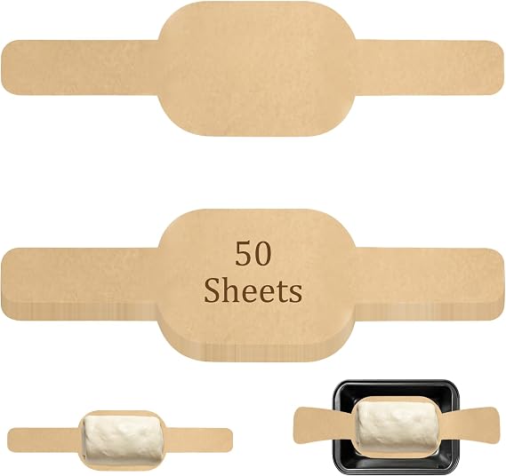 Parchment Bread Sling for Dutch Oven, 50 Pcs Unbleached Parchment Paper Sheets, 8-Inch Precut Rounds for Baking, Air Fryer, Sourdough Transfer, Loaf Pan Liners, Brown Disposable Baking Mats (Oval)