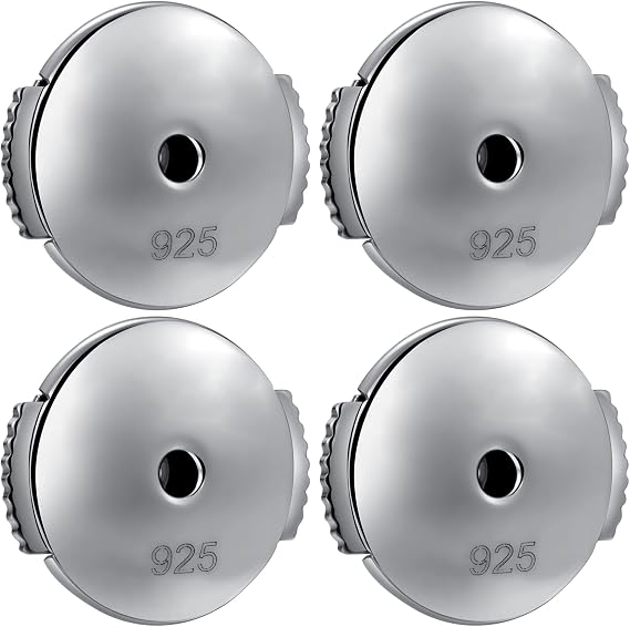 Earring Backs Replacement Locking Earring Backs for Studs 925 Sterling Silver Earring Backs Earring Lifters Back Hypoallergenic Post Earring Backs White Gold Earring Back for Droopy Ears