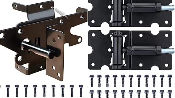 Gate Latch and Self-Closing Gate Hinges for Wooden Fence