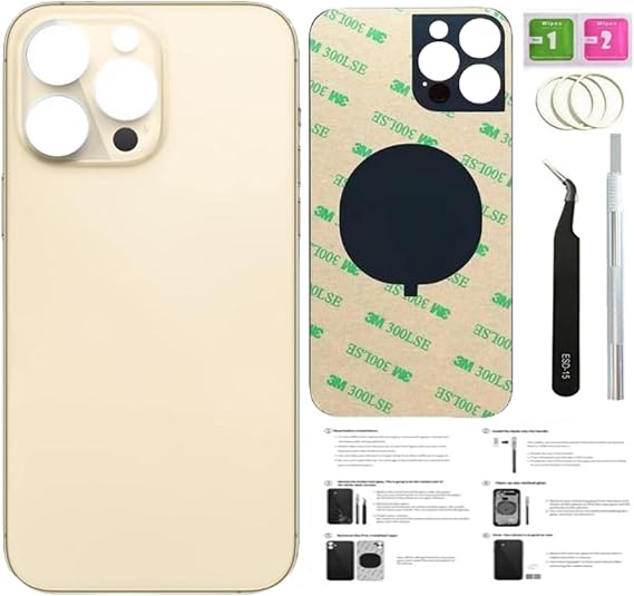 14 Pro Back Glass Replacement for iPhone 14 Pro Back Cover Glass (Gold, 6.1 Inch) with Pre-Installed Tape +Installation Instruction + Repair Tools (Gold)