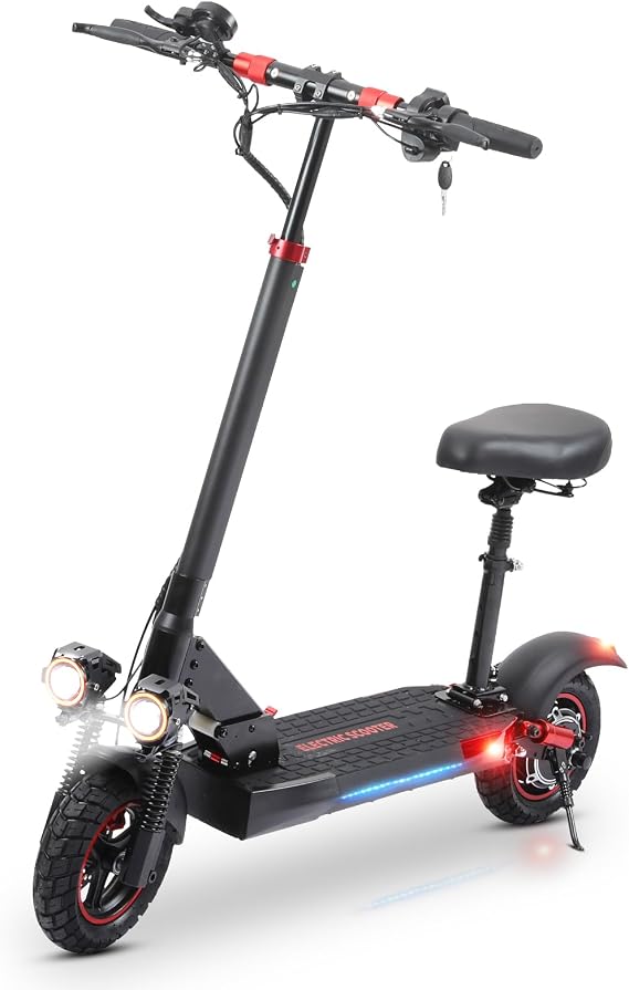 Electric Scooter for Adults, 1600W Electric Scooter with Seat for Commute, 28-31 MPH & 25-31 Miles Long Range, 10" Off-Road Tires, Dual Suspension & Disc Brakes, Foldable E-Scooter for Daily Campus
