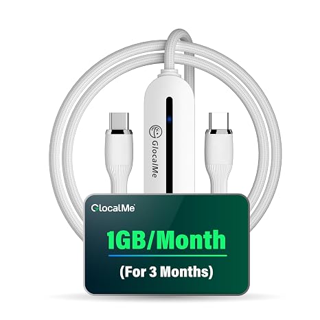 GlocalMe UniCord 65W Fast Charging USB C Cable with 4G WiFi Mobile Hotspot