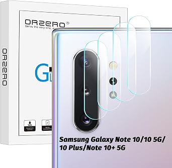 Orzero (4 Pack) Camera Lens Protector Compatible for Samsung Galaxy Note 10, Note 10 Plus, Protector de Camera 5G(2019) Flexible Glass, (Willow Glass), 2.5D HD Anti-Scratch Bubble-Free