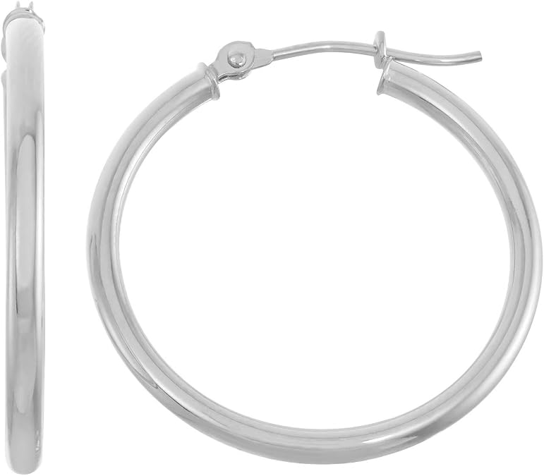 Tiara 10K Gold 2mm x 10mm Hoop Earrings