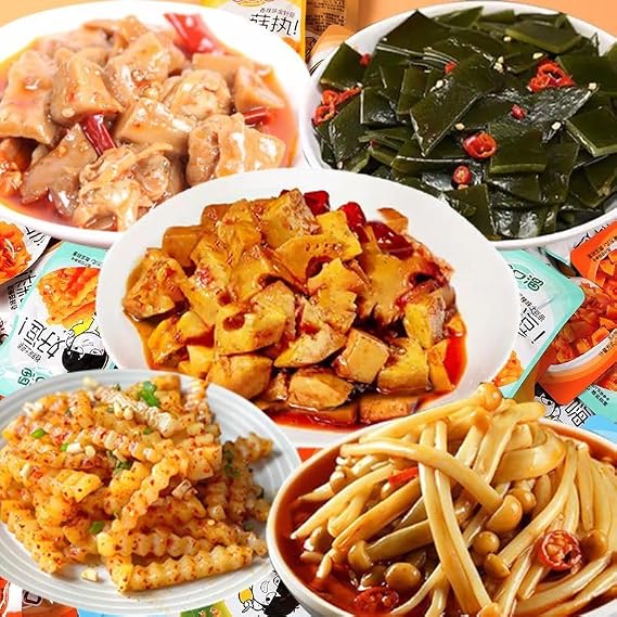 Instant spicy flammulina velutipes, crispy dried radish, lotus root and kelp slices, mixed flavored kimchi, pickled vegetables, side dishes, healthy vegetarian salad (Mixed flavor,100 packs)
