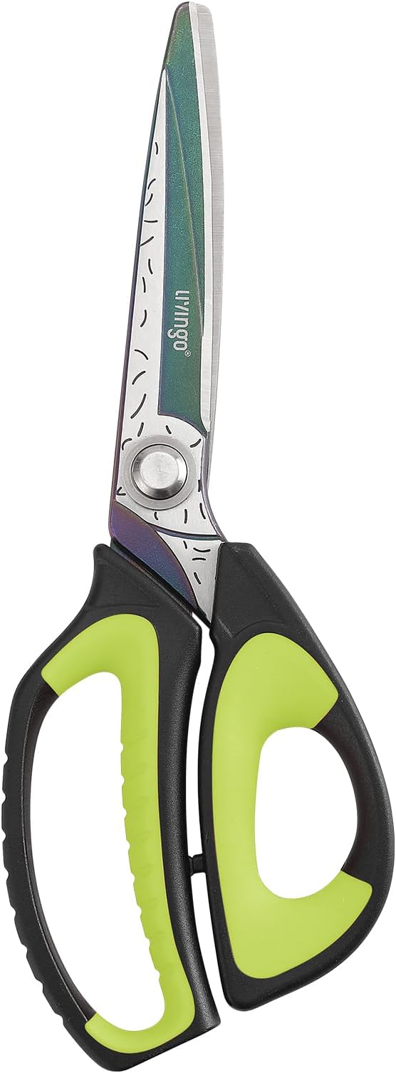 LIVINGO 10" Heavy Duty Multipurpose Shears for Shop & Garden (Green/Black)