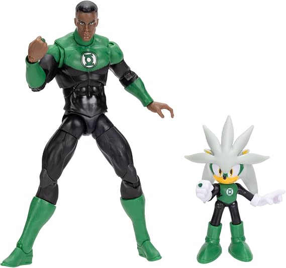 DC x Sonic Silver 2.5" & Green Lantern 5" Action Figure Multipack | Officially Licensed by Jakks Pacific, Includes Classic Action Figures, Sonic x DC Collectible