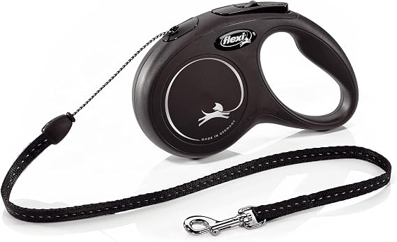 Flexi New Classic Cord Black Retractable Dog Leadsmall 12kg - 5M, Multicolor