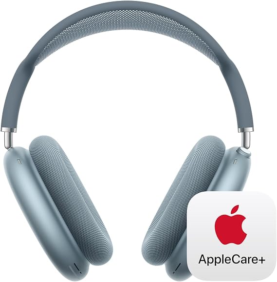 Apple AirPods Max Wireless Over-Ear Headphones, Pro-Level Active Noise Cancellation, Transparency Mode, Personalized Spatial Audio - Blue with AppleCare+ (2 Years)
