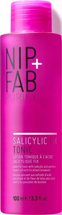Nip + Fab Salicylic Acid Fix Tonic for Face with Witch Hazel BHA Toner for Breakouts Minimize Pores Oil Control, 3.3 Fl Oz