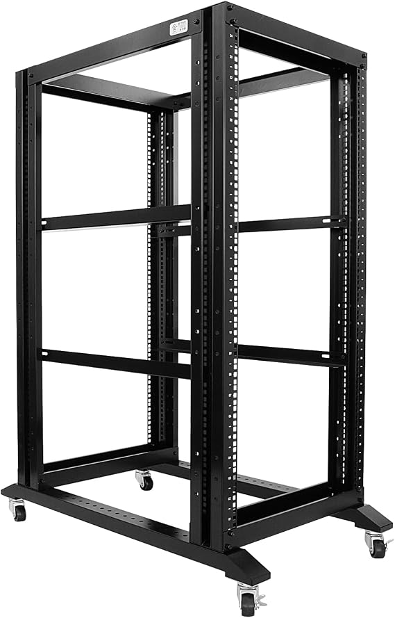Server Rack Open Frame Rack 4 Post 19 inch Adjustable Server/Audio Rack Aluminum(24U,31Depth)