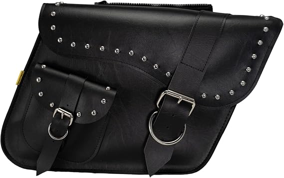 Dowco Willie & Max 58750-01 Ranger Series: Studded Synthetic Leather Large Slant Motorcycle Saddlebag Set, Black, Universal Fit, 19 Liter Each/38 Liter Total Capacity