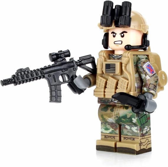 Battle Brick 1.6 Inches Tall Collectible Army OCP 10th Mountain Infantry Collectible Custom Minifigure | Genuine Minifig | Printed Camo | Gear Made in the USA | Great Gift for Teen to Adult AFOL