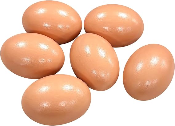 6 PCS Wooden Fake Eggs,Help Laying Hen Agricultural Tool Eggs for Nesting Box,& to Stop from Pecking Own Eggs