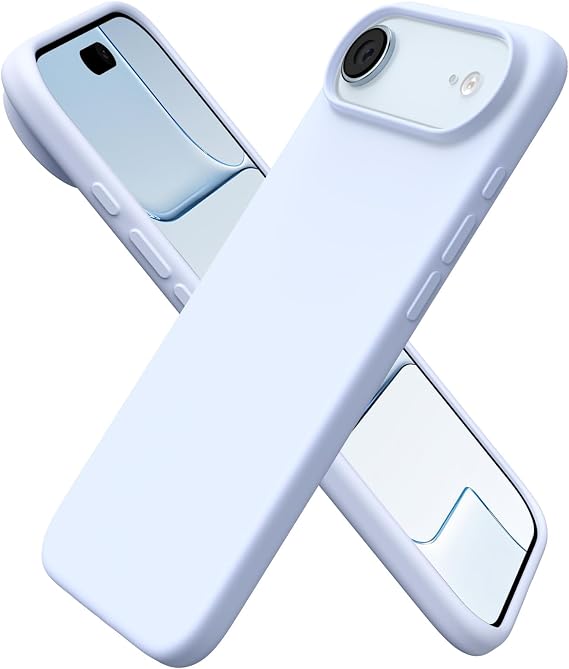 ORNARTO for iPhone Air Case 6.5", Slim Liquid Silicone 3 Layers Soft Gel Rubber Shockproof Protective Cover with Anti-Scratch Microfiber Lining-Baby Blue