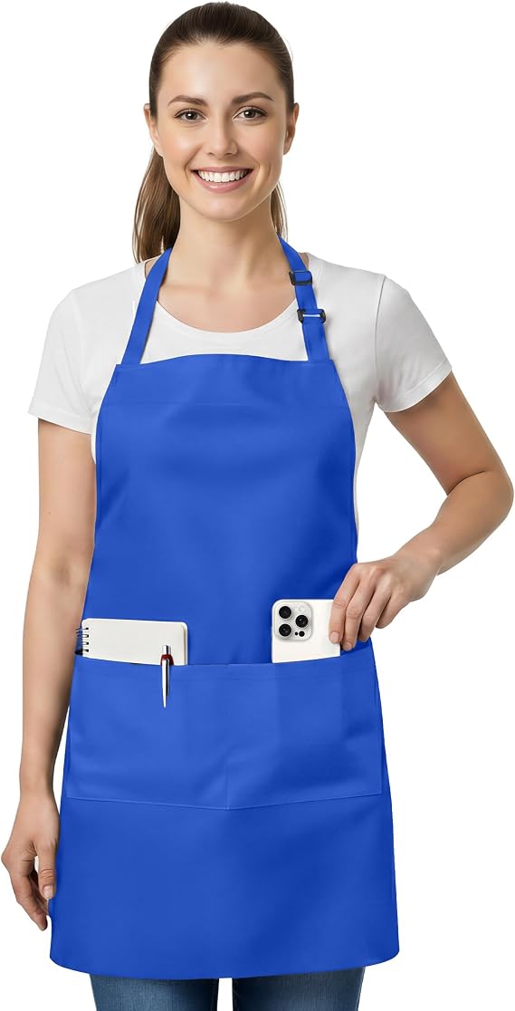 Utopia Kitchen 1 Pack Bib Apron, Adjustable Cooking Apron with 2 Pockets, Water Resistant, Chef Kitchen Apron for Women Men
