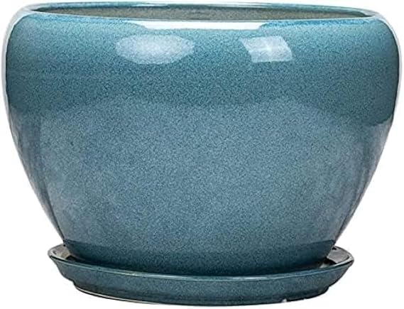 Extra Large Planter Bright Blue Ceramic Plant Flower Pot Chinese Style Indoor Glazed Container Bonsai Flower Pot(16CM)