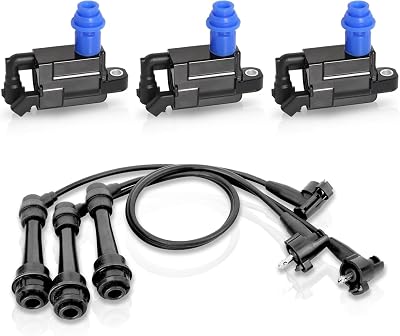 ENA Set of 3 Ignition Coil and Wire Set Compatible with Toyota Lexus 2001 2002 2003 2004 2005 IS300, 1998-2005 GS300,1998-2000 SC300, 1998 Supra 3.0L Replacement for UF228 9091902216 1756170