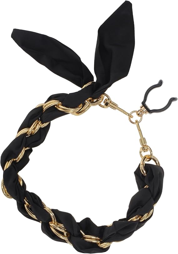 Royal RC Canes Luxury Silk Satin Scarf with Chain Wrist Strap and Clip Holder for Cane Shaft - Designer Silk Scarf with Chain (Cane & Bag not Included)