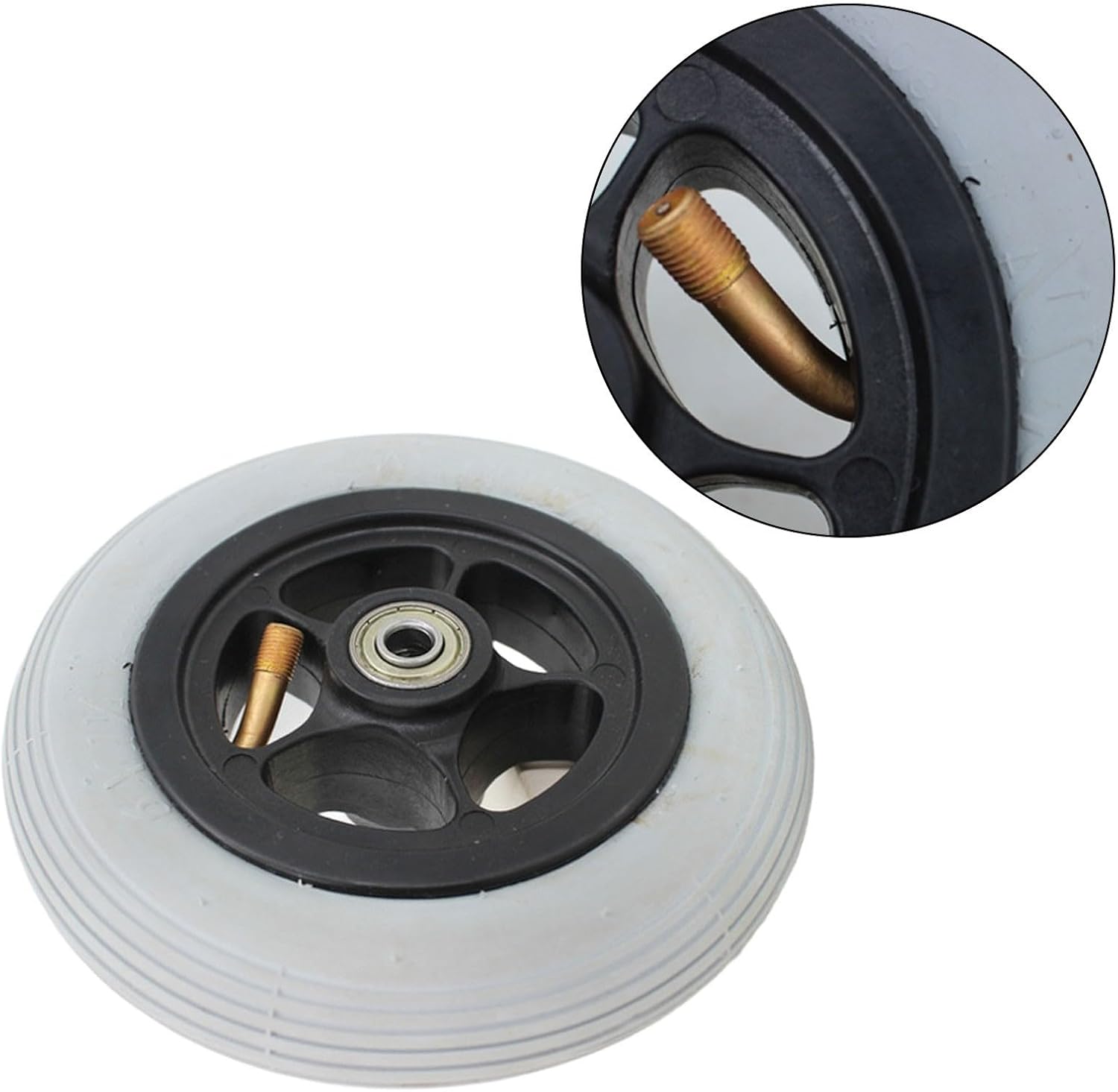Electric Wheelchair Front Wheel 6 in Ottobock, Gray for Tire Set with +Metal Construction, 15 cm OD, 3.3 cm Width, 42/46 mm Axle Compatibility