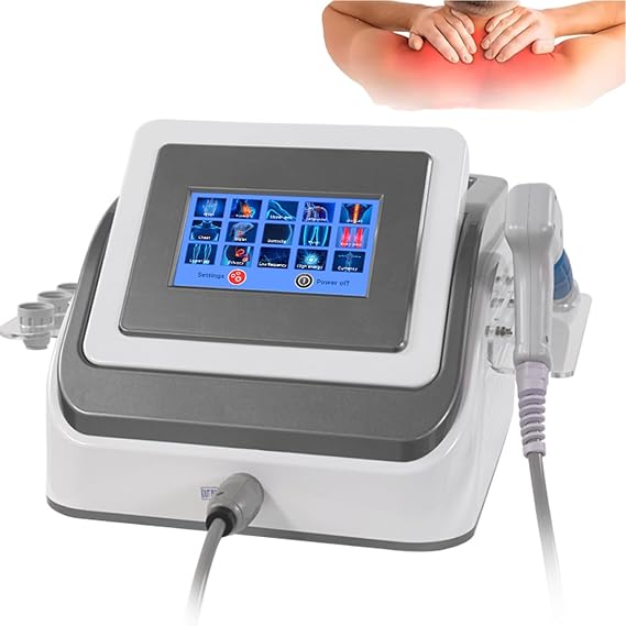 Extracorporeal Shock Wave Machine, Pneumatic Shockwave Therapy Device with 5 Massage Heads, 1-22Hz Adjustable Frequency and 0.5-8.0Bar Working