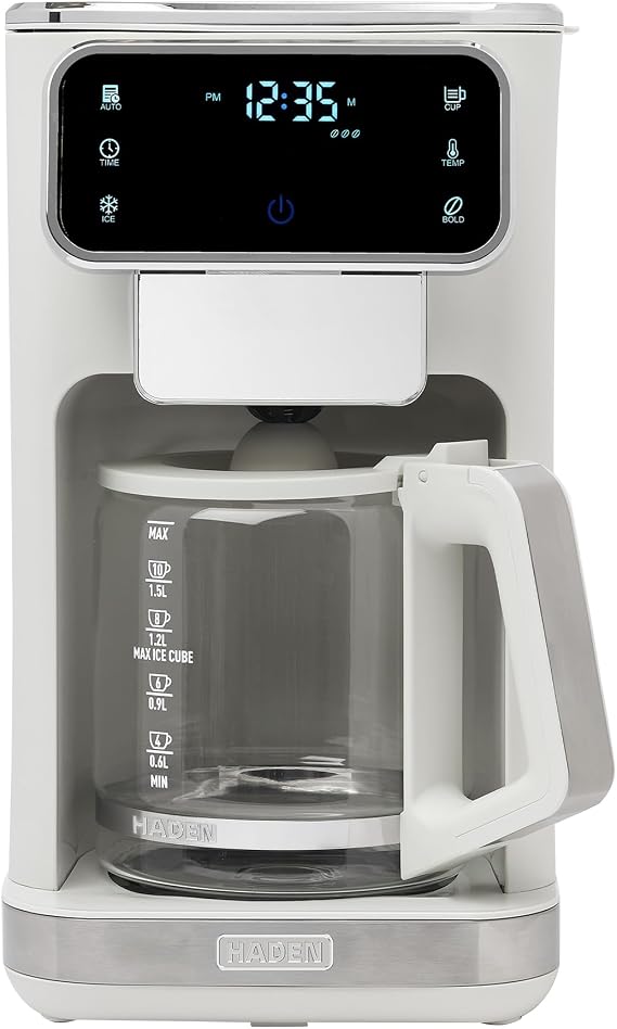 Haden Dual Brew 12 Cup Hot and Iced Coffee Maker with 120 Minute Keep Warm, Delay Brew, Adjustable Strength, Programmable Clock, and Anti Drip, Ivory