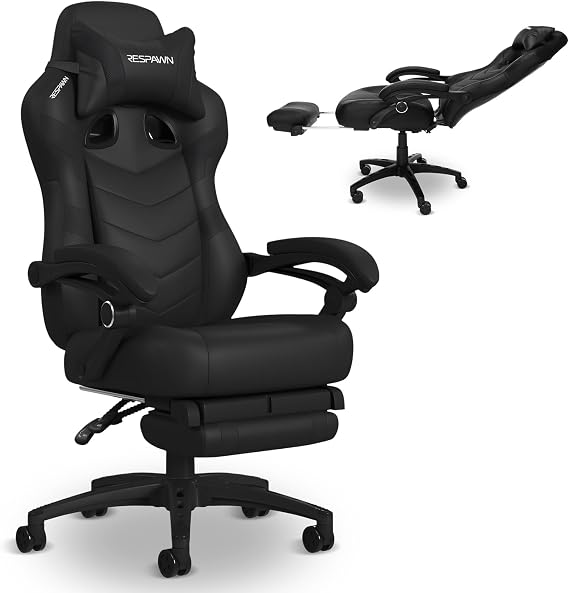 RESPAWN 110 Pro Ergonomic Gaming Chair with Footrest and Recline | Ergonomic office chair comfort with footrest, lumbar support & 155 recline for work, gaming and relaxing.