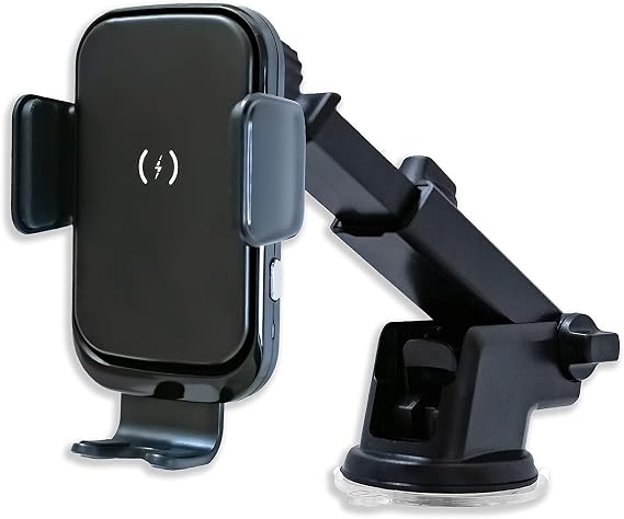 Wireless car Charger, 15W Qi Fast Charging Phone Mount for car Dashboard Windshield air Vent, auto clamp, Compatible with iPhone 13 12 11 Pro Max XR XS X Galaxy Note 20 S20 S21 S22, Black (JLM-02)
