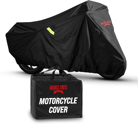 Badass Moto All-Season Motorcycle Cover for Mid-Size Bikes, Black M 96"