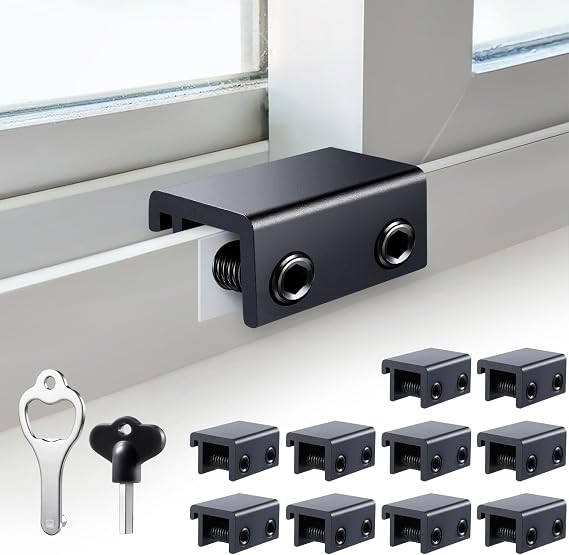 STERGDE Window Locks Security, Anti-Fall Aluminum Window Stopper (10 Sets)