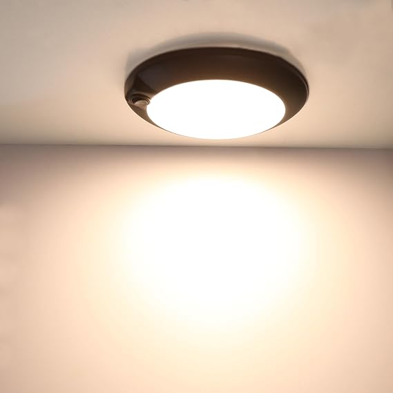 6Inch RV LED Dome Light with Switch, Black RV Interior Light Fixture, 12Volts Ceiling Light for RV Boat Trailer Camper Motorhome Van